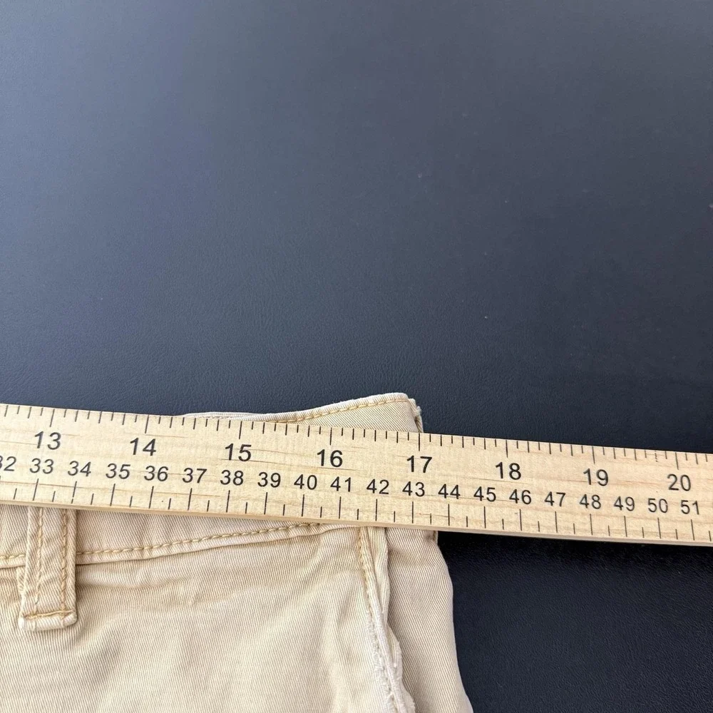 Marine Layer Shorts Mens 34 Beige Chino Canvas Casual Zip Fly Pockets Logo